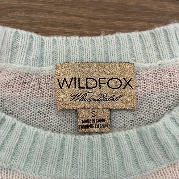 Wildfox Brigittes Heart Lake House Tee in Bleached Aqua Knit Sequin Sweater Tee - Picture 7 of 9